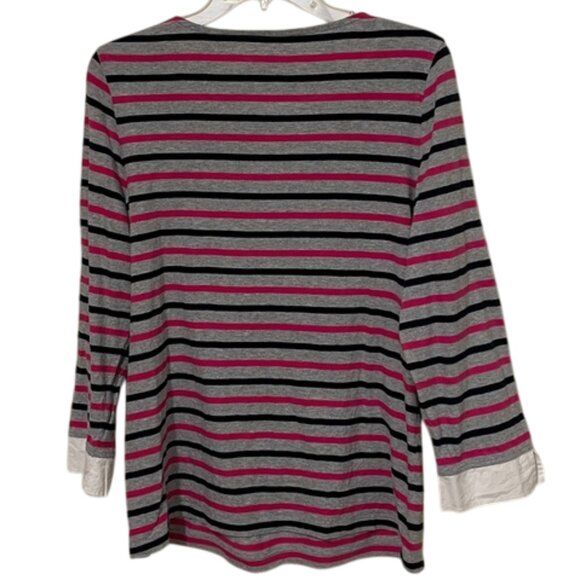 Talbots Tres Chic Striped Pullover Knit Top Womens Size Large - Picture 5 of 9